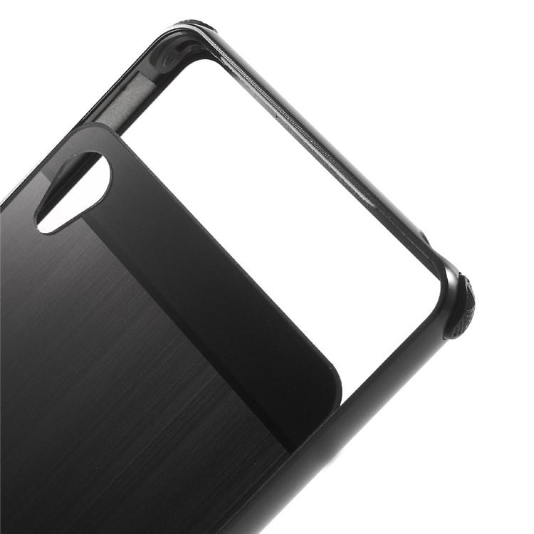 Slide-on Brushed PC Plate + Metal Bumper Hybrid Case for Sony Xperia XA / XA Dual - Black-5