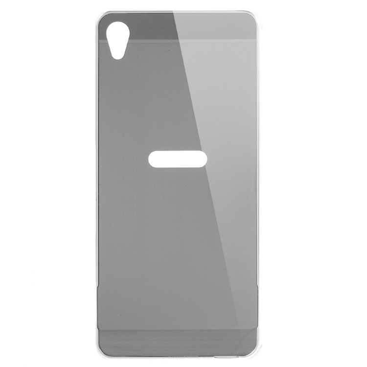 Slide-on Brushed PC Plate + Metal Bumper Hybrid Shell Case for Sony Xperia XA / XA Dual - Silver-1
