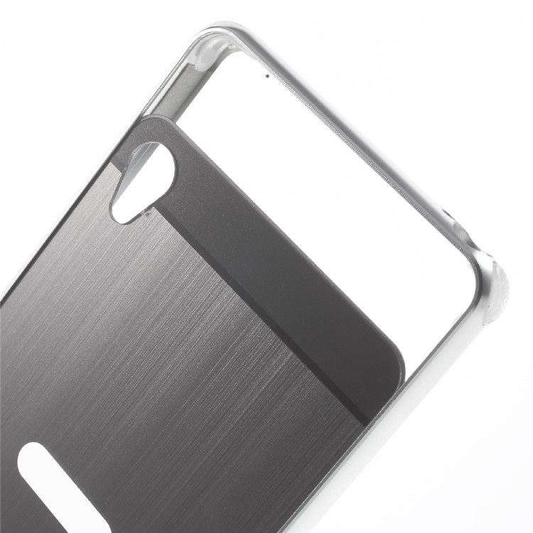 Slide-on Brushed PC Plate + Metal Bumper Hybrid Shell Case for Sony Xperia XA / XA Dual - Silver-5