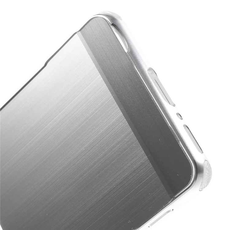 Slide-on Brushed PC Plate + Metal Bumper Hybrid Shell Case for Sony Xperia XA / XA Dual - Silver-7