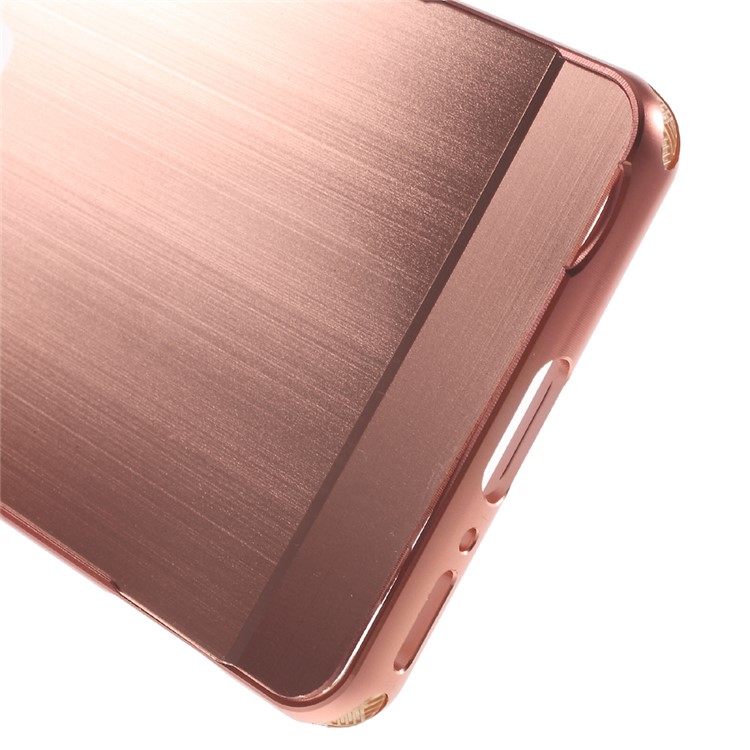 Slide-on Brushed PC Plate + Metal Bumper Hybrid Shell for Sony Xperia XA / XA Dual - Rose Gold-5