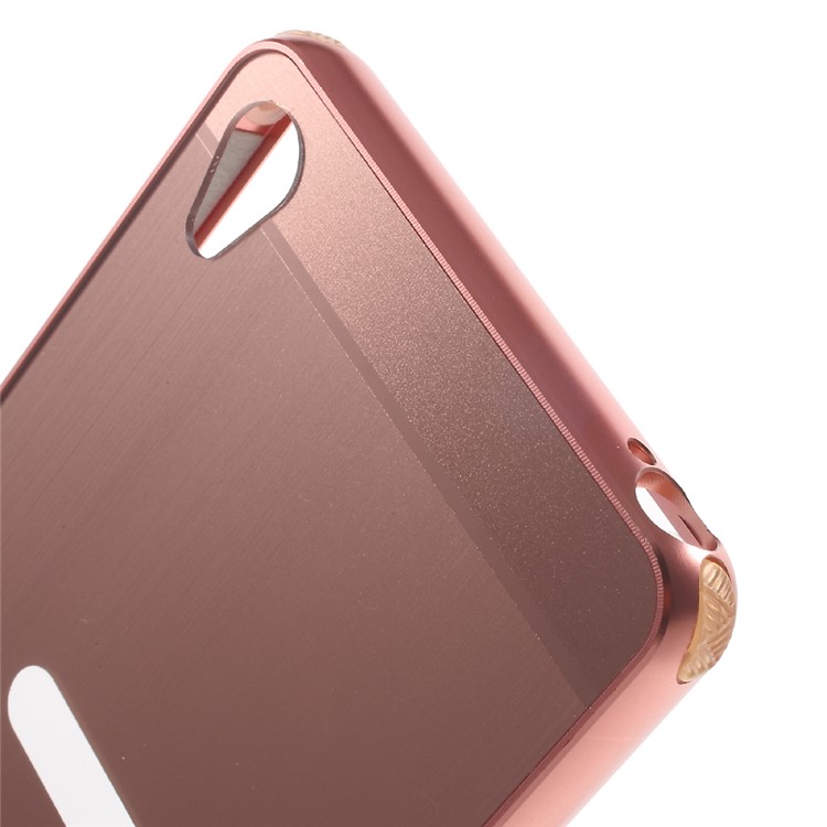 Slide-on Brushed PC Plate + Metal Bumper Hybrid Shell for Sony Xperia XA / XA Dual - Rose Gold-6