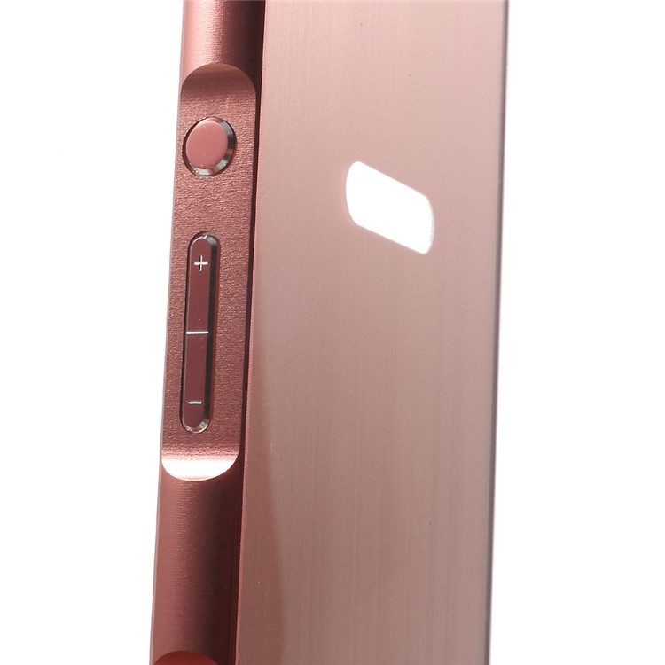 Slide-on Brushed PC Plate + Metal Bumper Hybrid Shell for Sony Xperia XA / XA Dual - Rose Gold-7