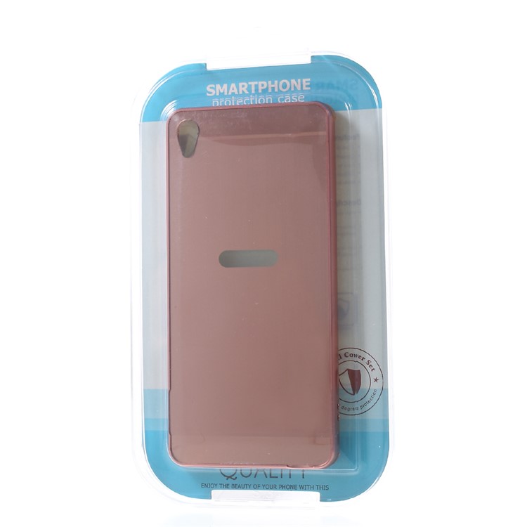 Slide-on Brushed PC Plate + Metal Bumper Hybrid Shell for Sony Xperia XA / XA Dual - Rose Gold-9