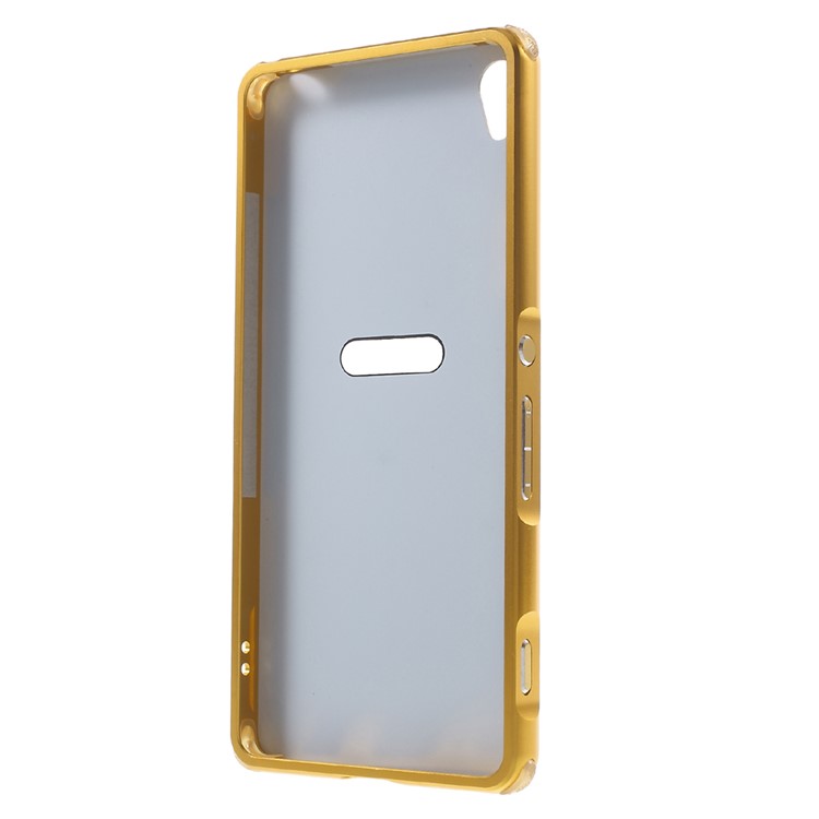 Slide-on Brushed PC Plate + Metal Bumper Hybrid Case Cover for Sony Xperia XA / XA Dual - Champagne Gold-3
