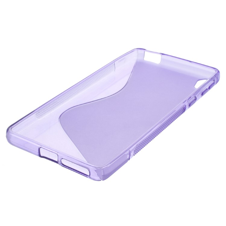 S-line Pattern TPU Protection Cover for Sony Xperia E5 - Purple-4