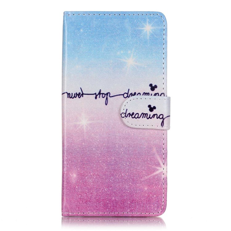 Patterned Stand Leather Case for Sony Xperia XA/XA Dual - Never Stop Dreaming-1