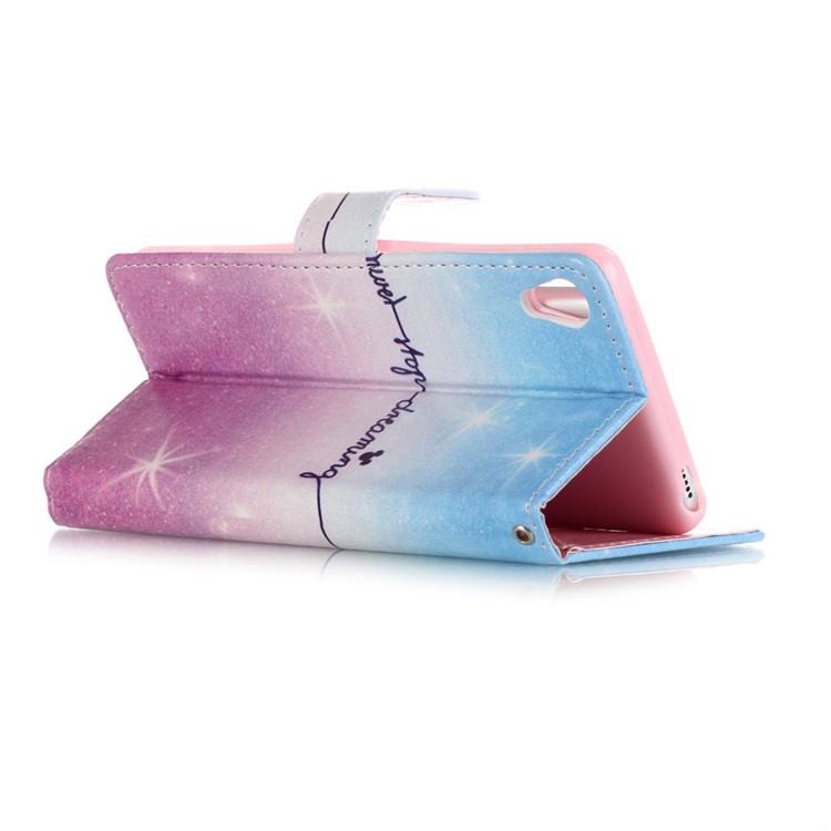 Patterned Stand Leather Case for Sony Xperia XA/XA Dual - Never Stop Dreaming-3