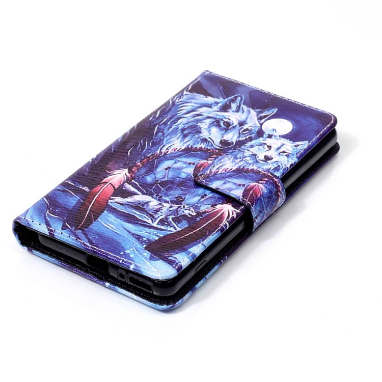 Patterned Leather Case Cover for Sony Xperia XA/XA Dual - Wolves and Dream Catcher-4