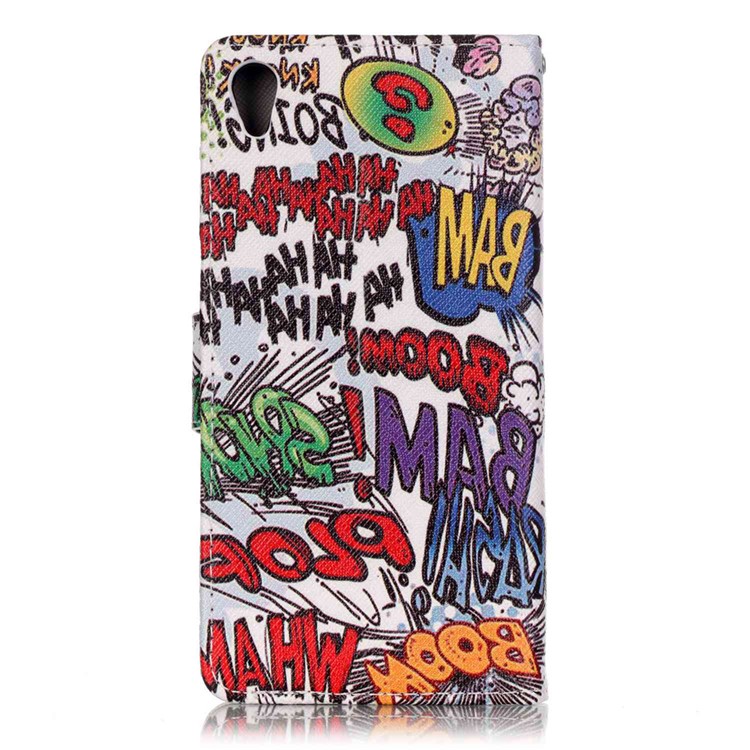 Patterned Leather Case Flip Cover for Sony Xperia XA/XA Dual - Funny Boom Pow Bam-2