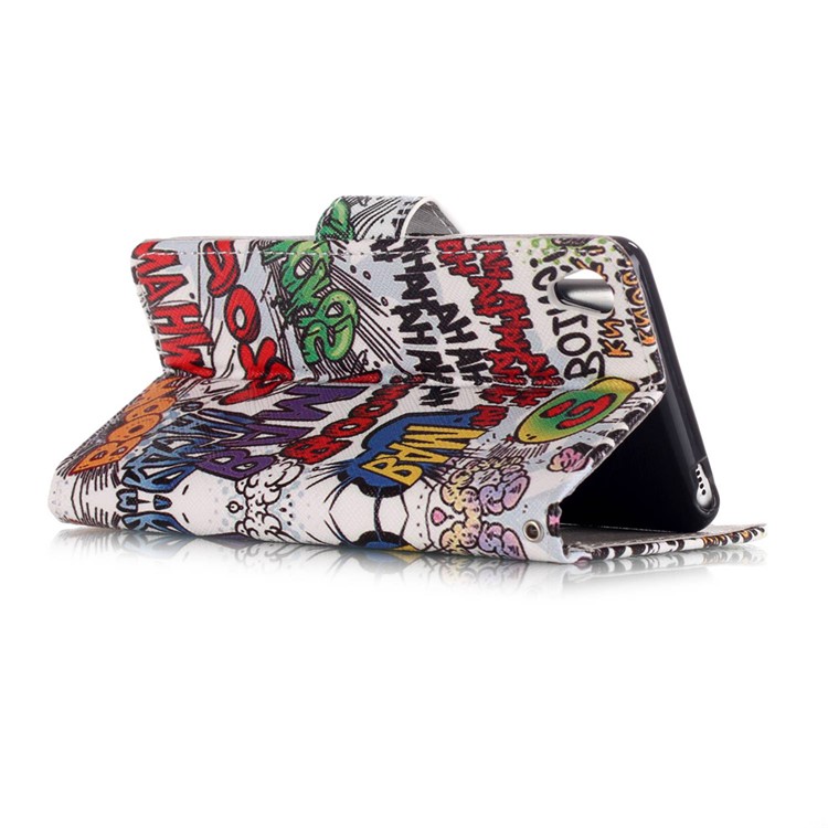 Patterned Leather Case Flip Cover for Sony Xperia XA/XA Dual - Funny Boom Pow Bam-3