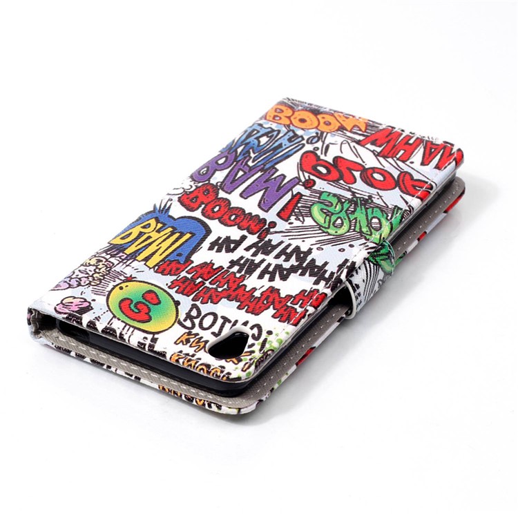 Patterned Leather Case Flip Cover for Sony Xperia XA/XA Dual - Funny Boom Pow Bam-5