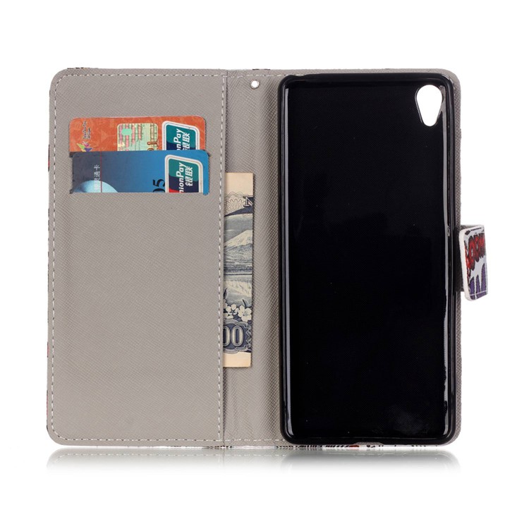 Patterned Leather Case Flip Cover for Sony Xperia XA/XA Dual - Funny Boom Pow Bam-6