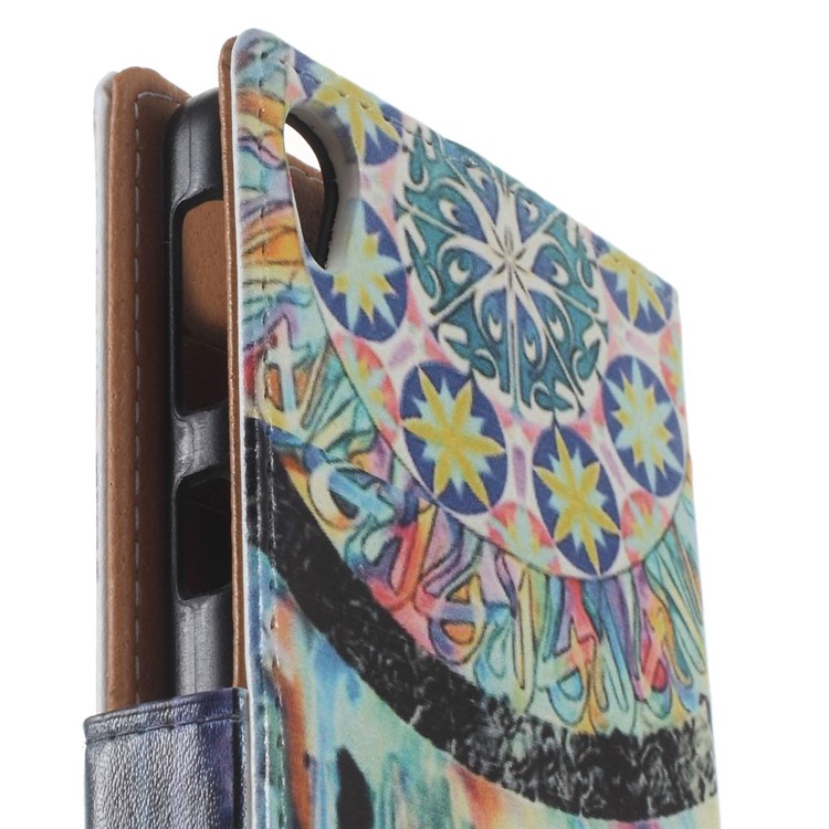 Patterned Wallet Stand Leather Folio Shell for Sony Xperia E5 - Tribal Dreamcatcher-4
