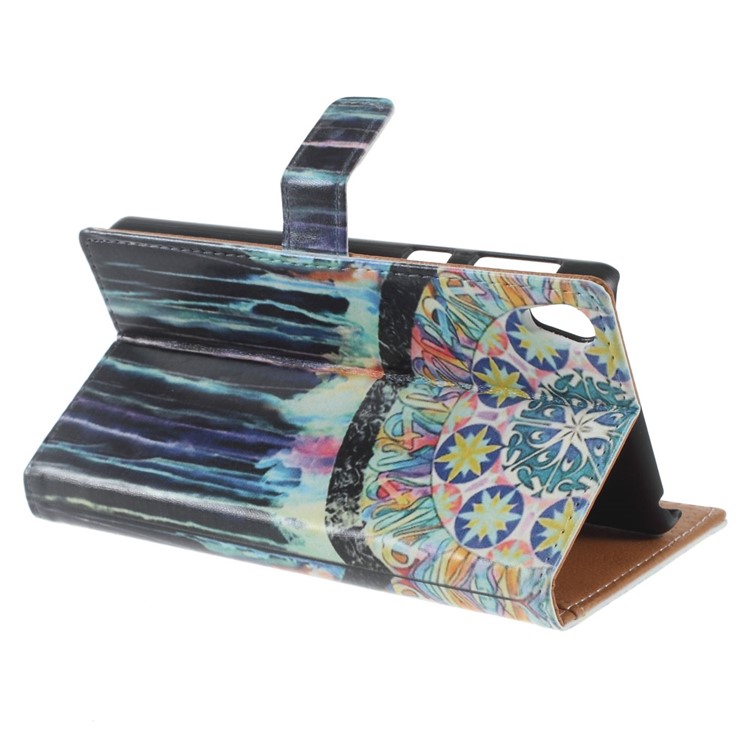 Patterned Wallet Stand Leather Folio Shell for Sony Xperia E5 - Tribal Dreamcatcher-6