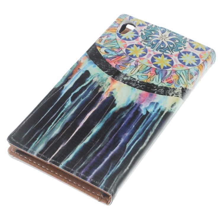 Patterned Wallet Stand Leather Folio Shell for Sony Xperia E5 - Tribal Dreamcatcher-7