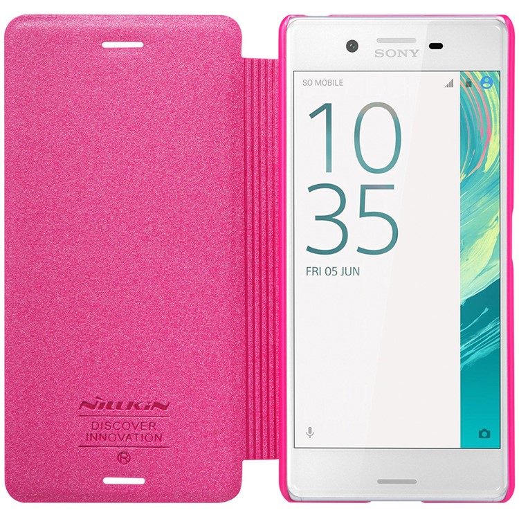 NILLKIN Sparkle Series Flip Leather Smart Case for Sony Xperia X Performance - Rose-6