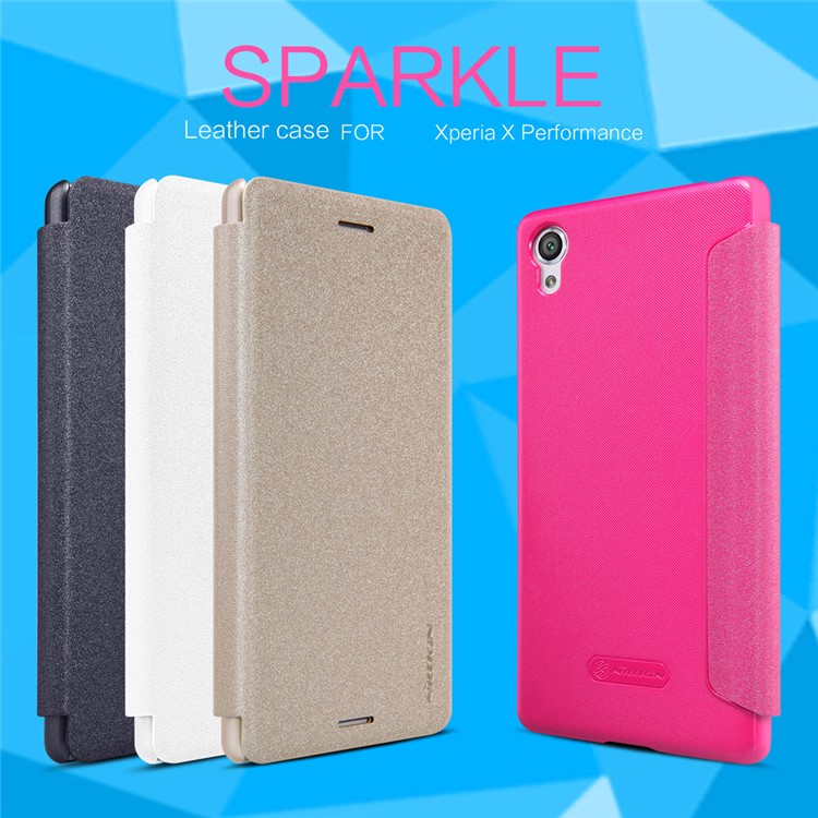 NILLKIN Sparkle Series Flip Leather Smart Case for Sony Xperia X Performance - Rose-8