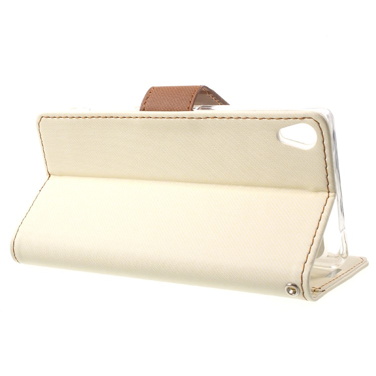 ROAR KOREA Twill Grain Wallet Leather Cover Stand for Sony Xperia XA / XA Dual - White-3