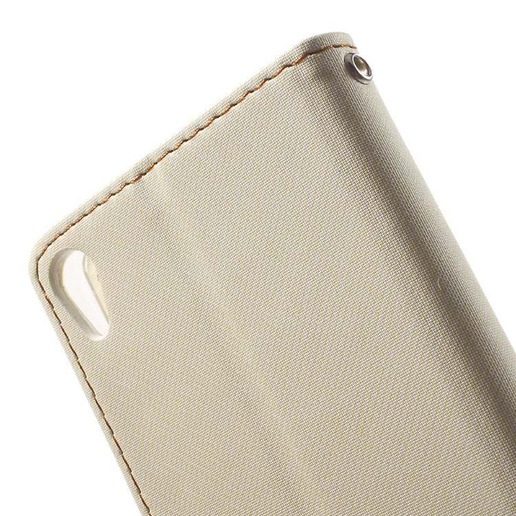 ROAR KOREA Twill Grain Wallet Leather Cover Stand for Sony Xperia XA / XA Dual - White-5