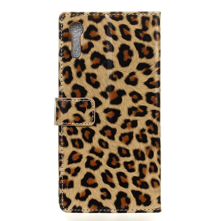 Copertura lucida del basamento del cuoio del raccoglitore del modello del leopardo per Sony Xperia XZs / XZ-2