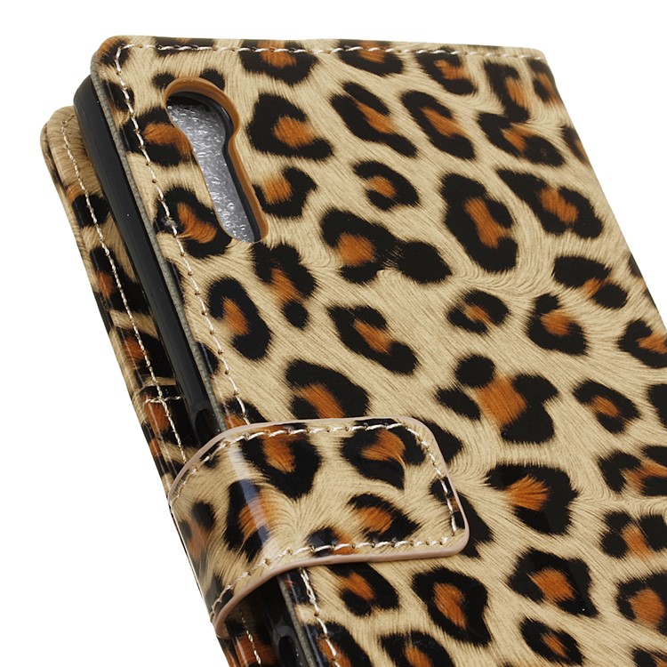 Copertura lucida del basamento del cuoio del raccoglitore del modello del leopardo per Sony Xperia XZs / XZ-3