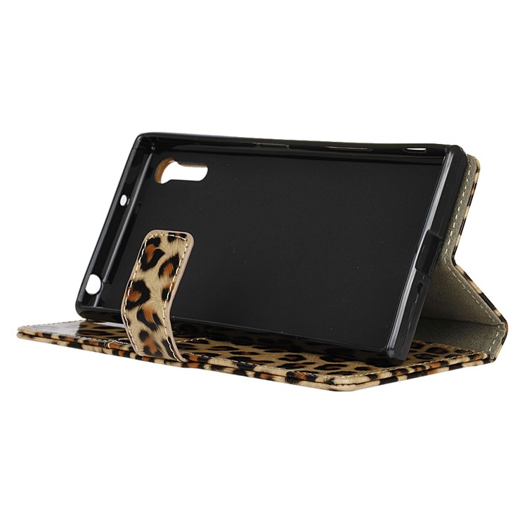 Copertura lucida del basamento del cuoio del raccoglitore del modello del leopardo per Sony Xperia XZs / XZ-5