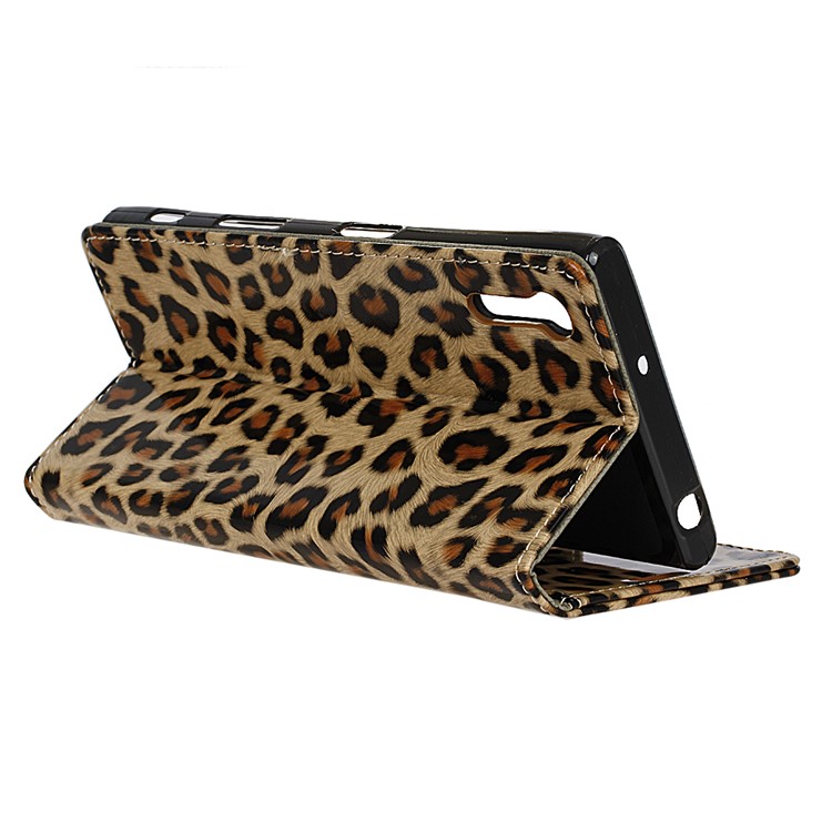 Copertura lucida del basamento del cuoio del raccoglitore del modello del leopardo per Sony Xperia XZs / XZ-6