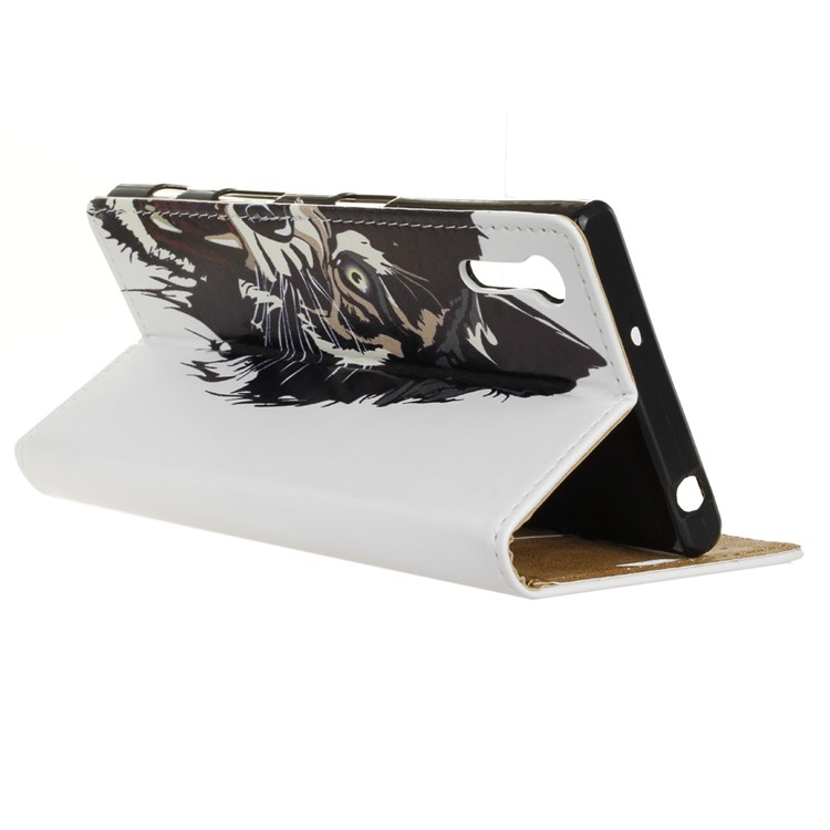 PU Leather Wallet Case for Sony Xperia XZs / XZ - Fierce Tiger-5