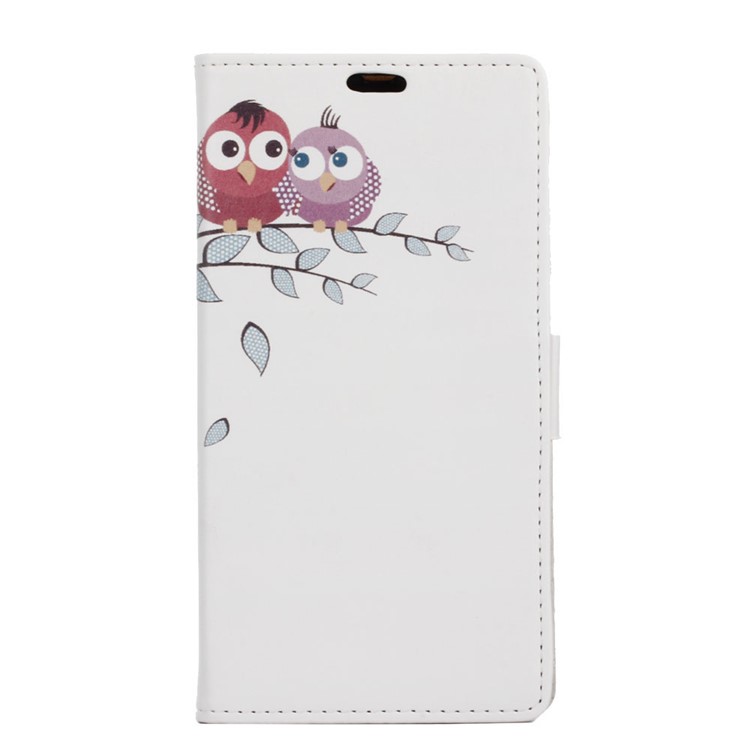 Stand Leather Magnetic Case for Sony Xperia XZs / XZ - Two Owls on the Tree Branch-1