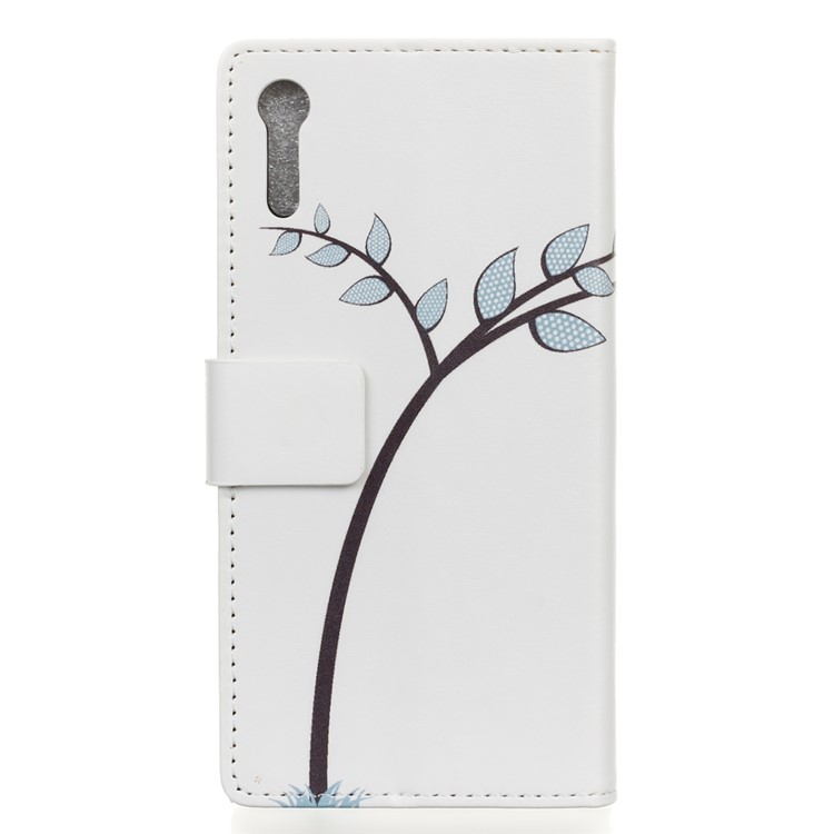 Stand Leather Magnetic Case for Sony Xperia XZs / XZ - Two Owls on the Tree Branch-2