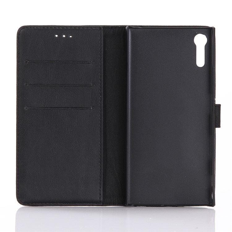 Retro Crazy Pferd Leder Brieftasche Stand Case für Sony Xperia XZs / XZ - Schwarz-3