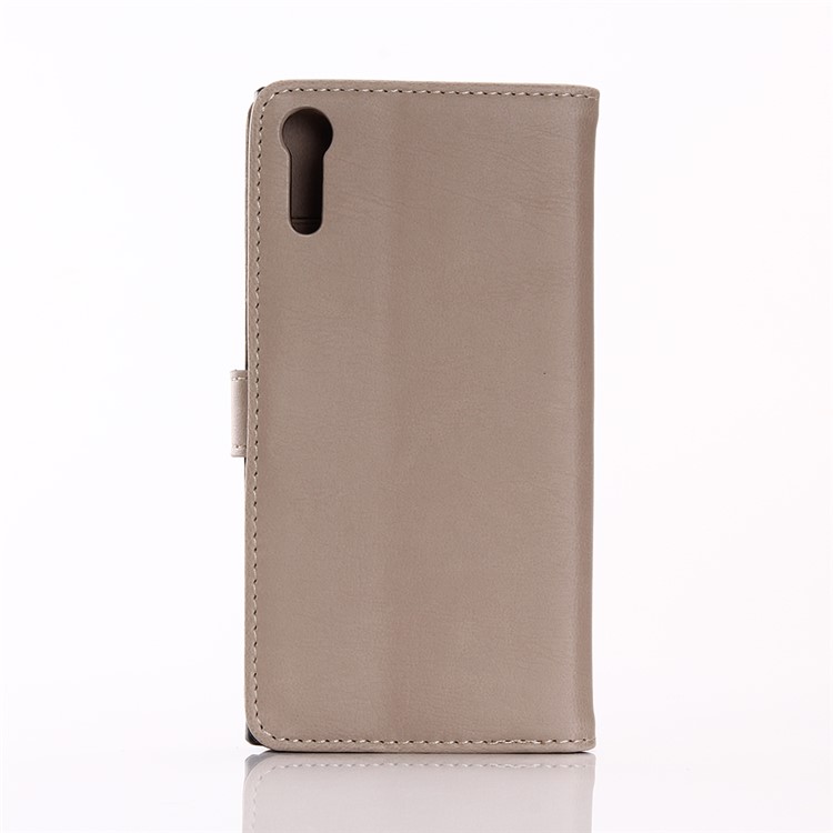 Retro Crazy Horse Leather Wallet Stand Cover for Sony Xperia XZs / XZ - Grey-2