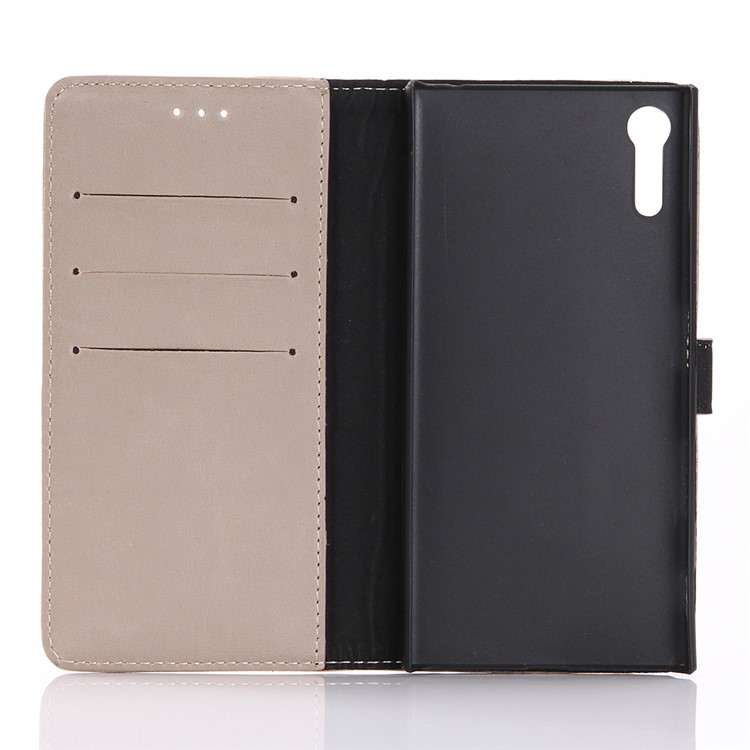 Retro Crazy Horse Leather Wallet Stand Cover for Sony Xperia XZs / XZ - Grey-3