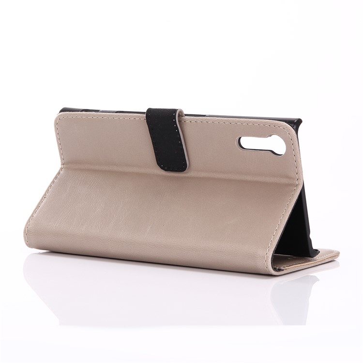 Retro Crazy Horse Leather Wallet Stand Cover for Sony Xperia XZs / XZ - Grey-4