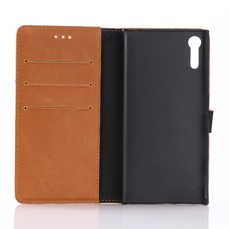 Retro Crazy Horse Flip Leather Wallet Stand Cover for Sony Xperia XZs / XZ - Brown-3