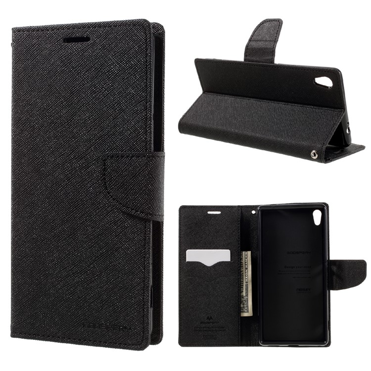 MERCURY GOOSPERY Leather Wallet Case for Sony Xperia XA Ultra - Black-1