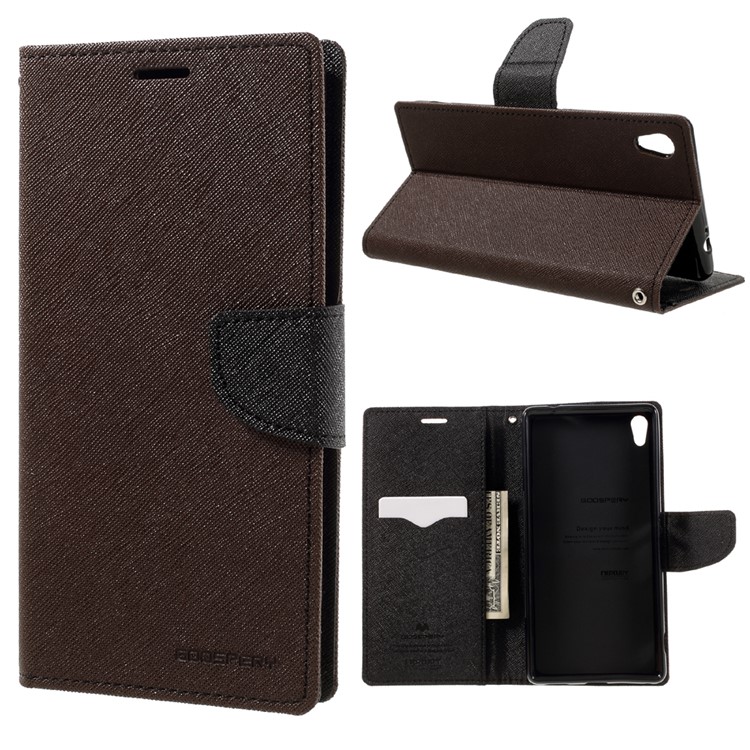 MERCURY GOOSPERY PU Leather Wallet Case for Sony Xperia XA Ultra - Brown-1