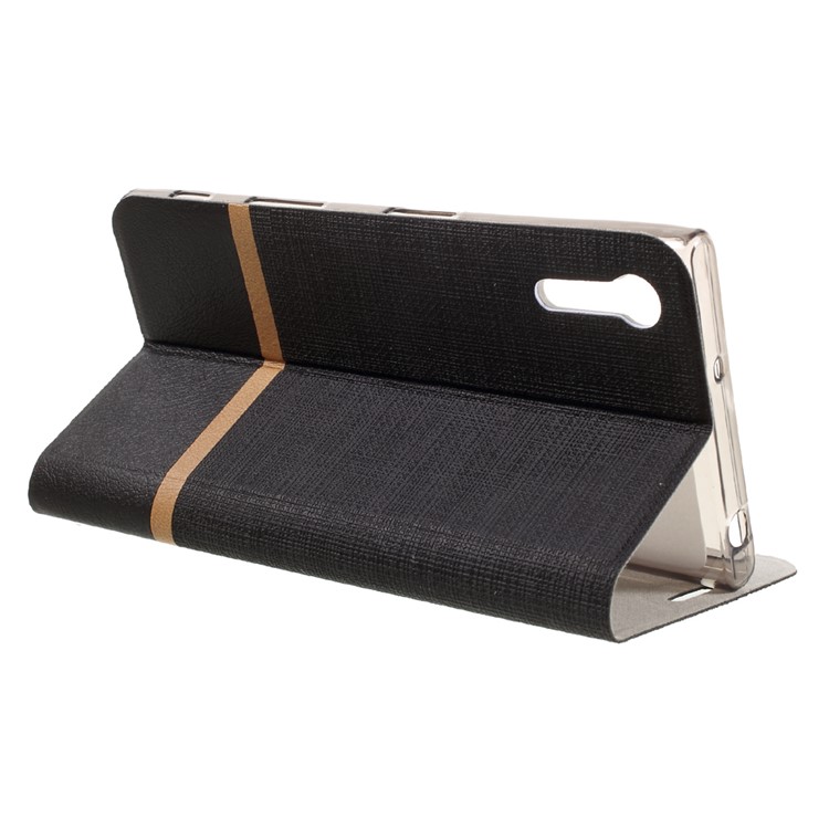Cross Pattern Leather Card Holder Case for Sony Xperia XZs / XZ - Black-5