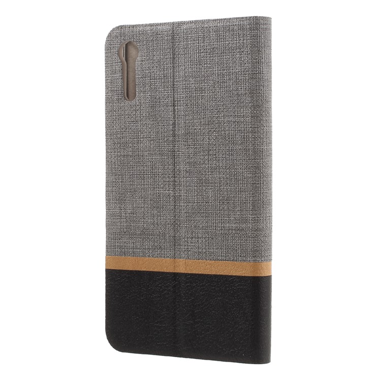 Cross Pattern Leather Card Holder Cover for Sony Xperia XZs / XZ - Grey-2