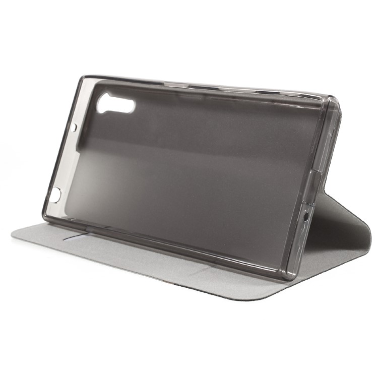 Cross Pattern Leather Card Holder Cover for Sony Xperia XZs / XZ - Grey-4