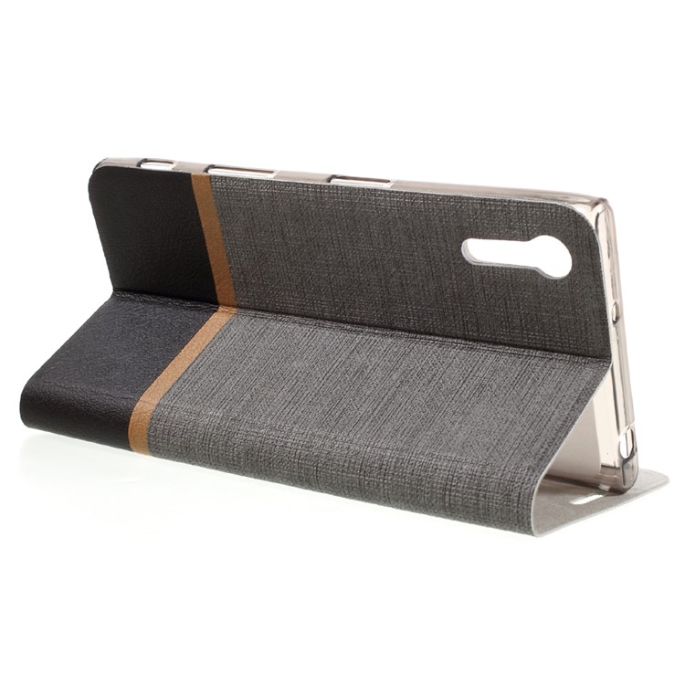 Cross Pattern Leather Card Holder Cover for Sony Xperia XZs / XZ - Grey-5