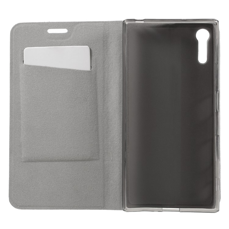 Cross Pattern Leather Card Holder Cover for Sony Xperia XZs / XZ - Grey-6