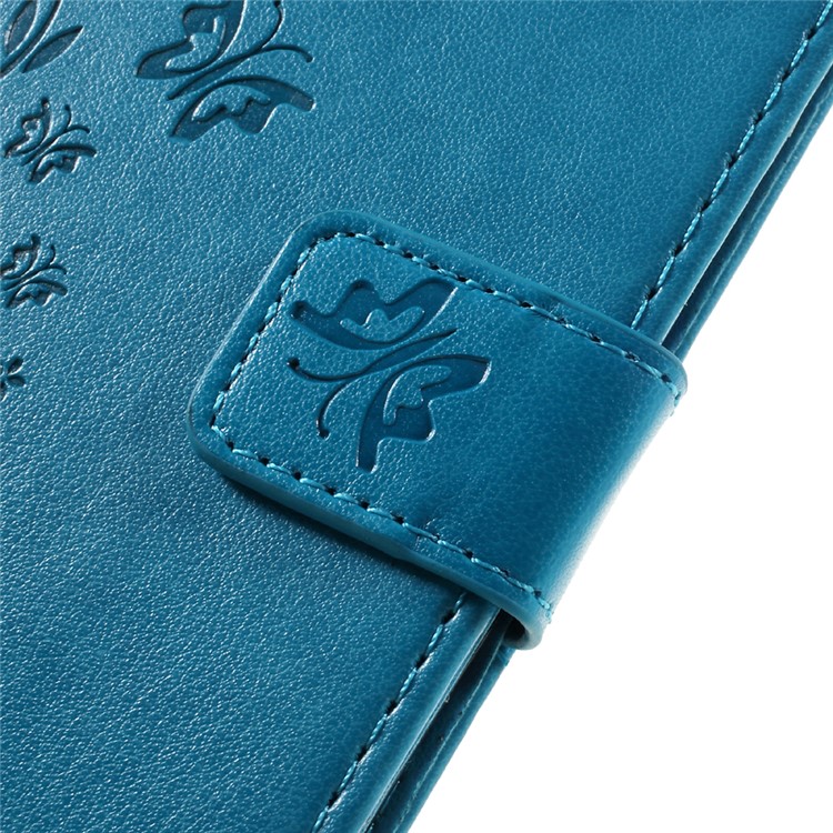 Card Holder Leather Stand Case for Sony Xperia E5 with Dual-sided Magnatic Strap - Baby Blue-10