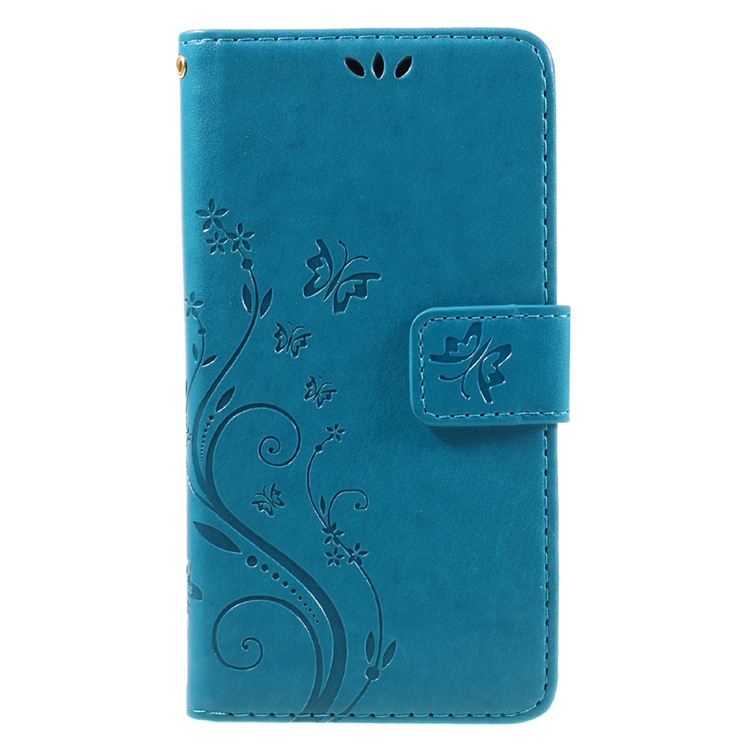 Card Holder Leather Stand Case for Sony Xperia E5 with Dual-sided Magnatic Strap - Baby Blue-3