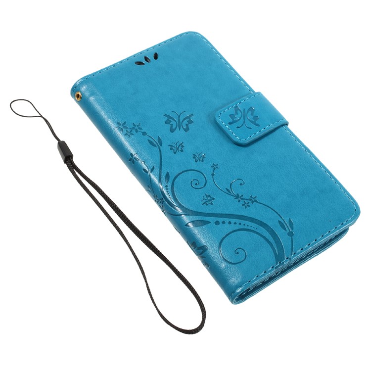 Card Holder Leather Stand Case for Sony Xperia E5 with Dual-sided Magnatic Strap - Baby Blue-7