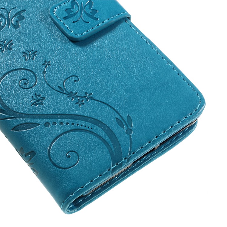 Card Holder Leather Stand Case for Sony Xperia E5 with Dual-sided Magnatic Strap - Baby Blue-8