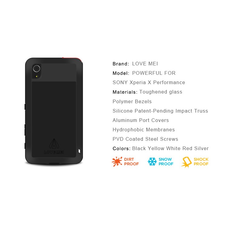 LOVE MEI for Sony Xperia X Performance Shockproof Dropproof Dustproof Case - Black-10
