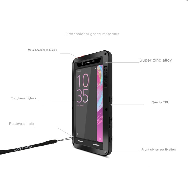 LOVE MEI for Sony Xperia X Performance Shockproof Dropproof Dustproof Case - Black-9