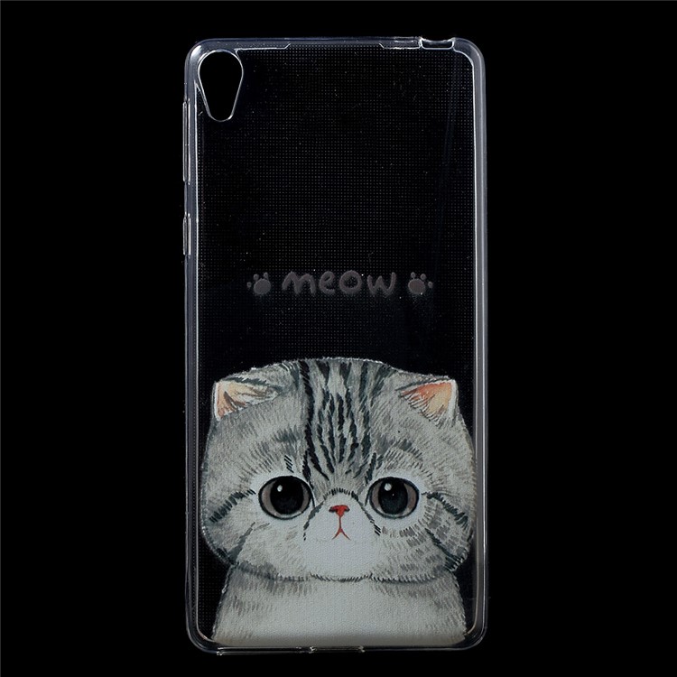 Patterned IMD Gel TPU Phone Shell for Sony Xperia E5 - Adorable Cat-1